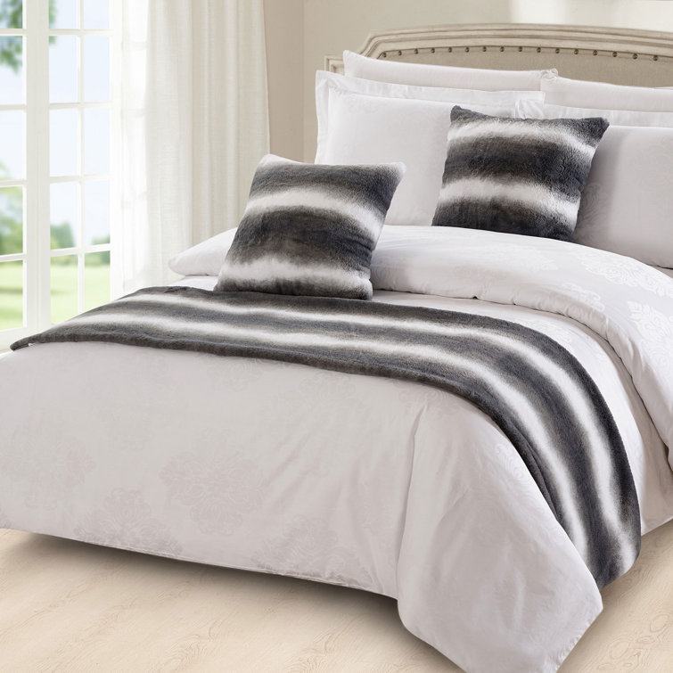 Latitude Run® Forh Striped Faux Fur 3 Piece Bed Runner & Reviews